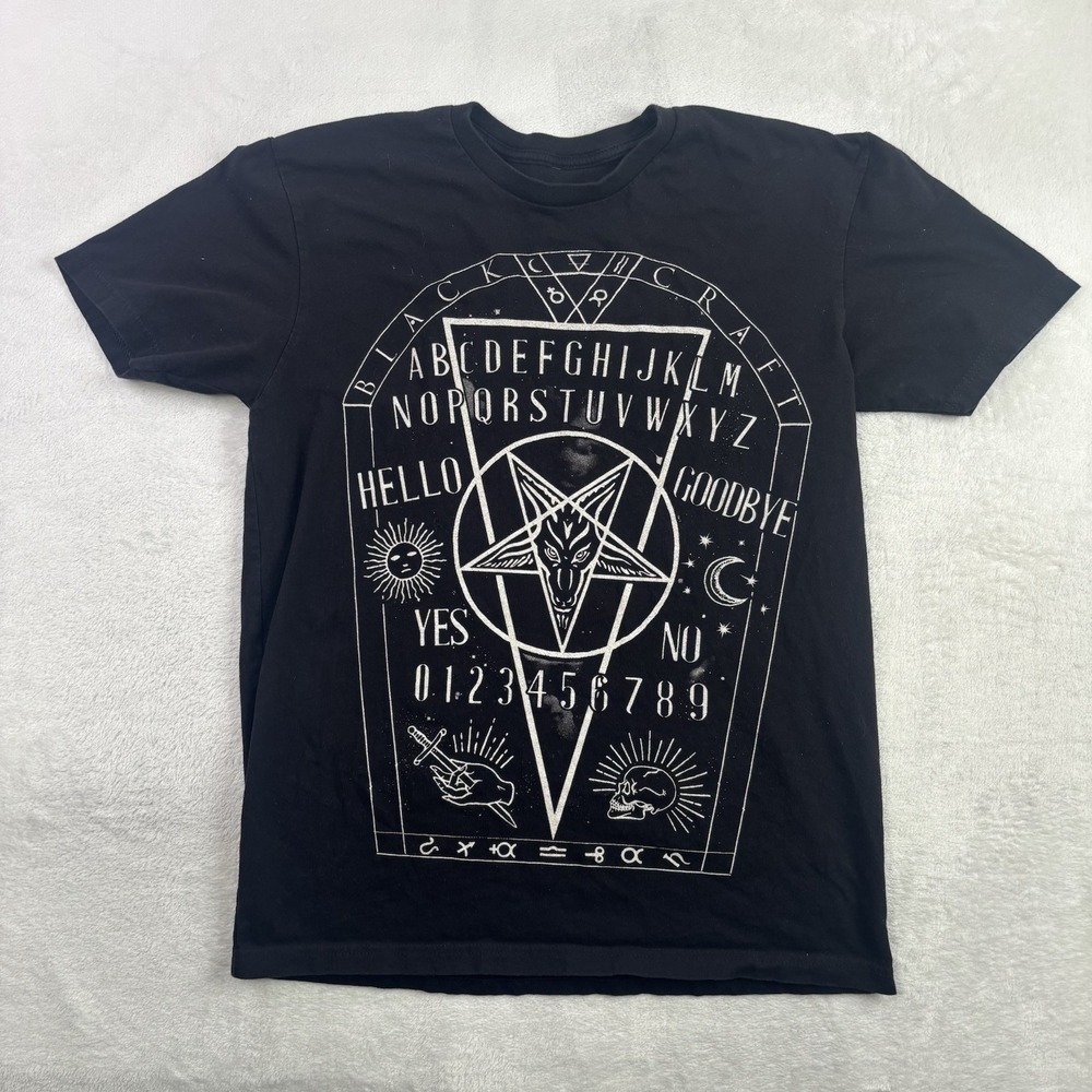 BlackCraft Cult Ouija Board Black Short Sleeve Graphic Shirt Emo Punk Men's L